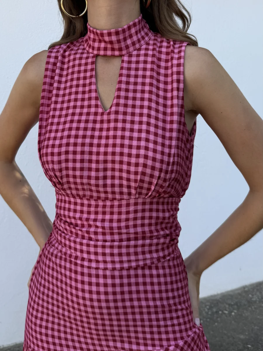 Vestido Cadaqués Vichy Rosa - Imagen 2
