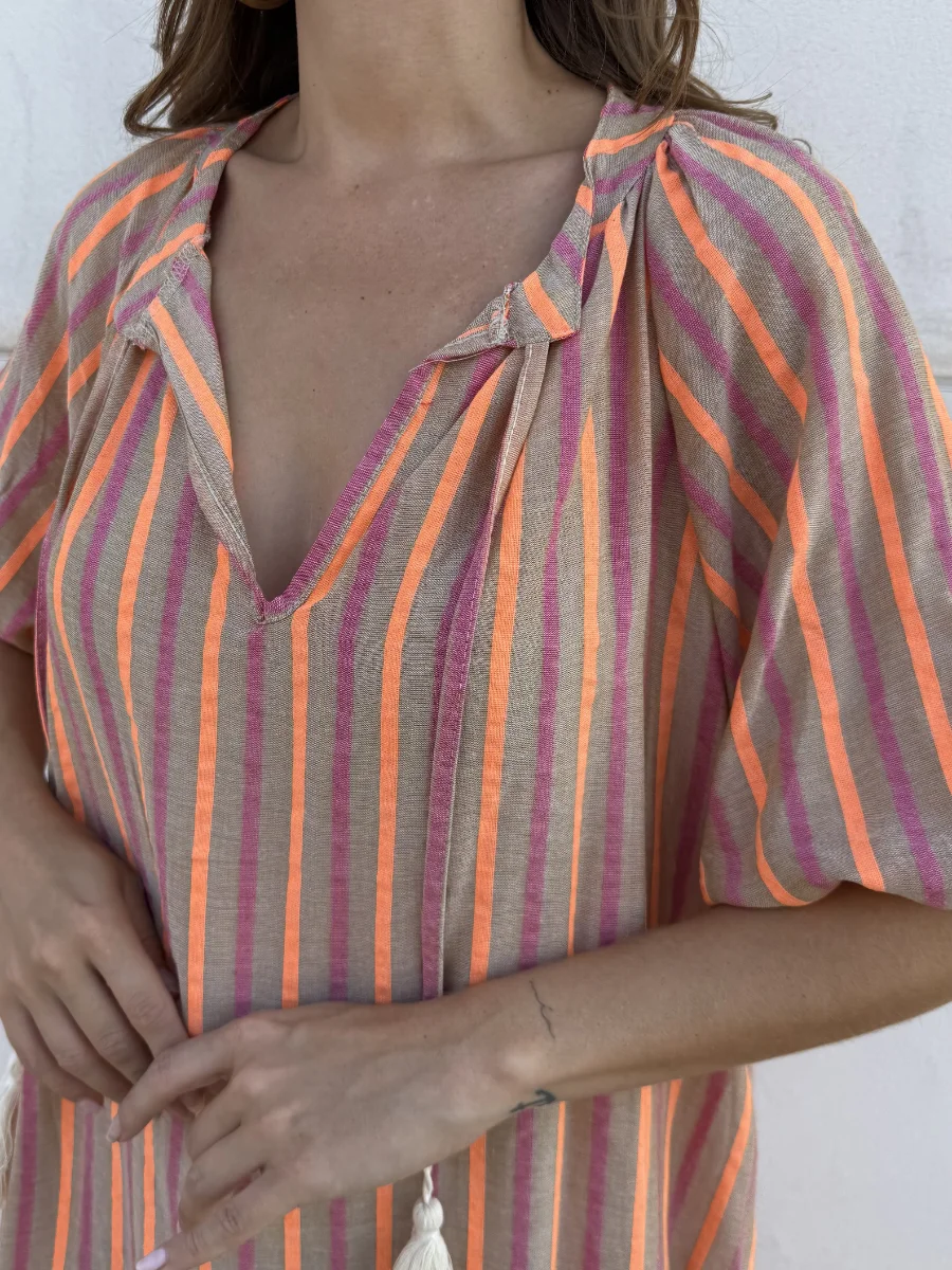 Vestido Janeiro Rosa/Naranja - Imagen 2