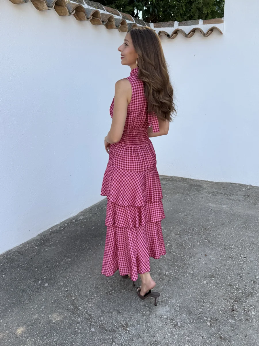 Vestido Cadaqués Vichy Rosa - Imagen 3