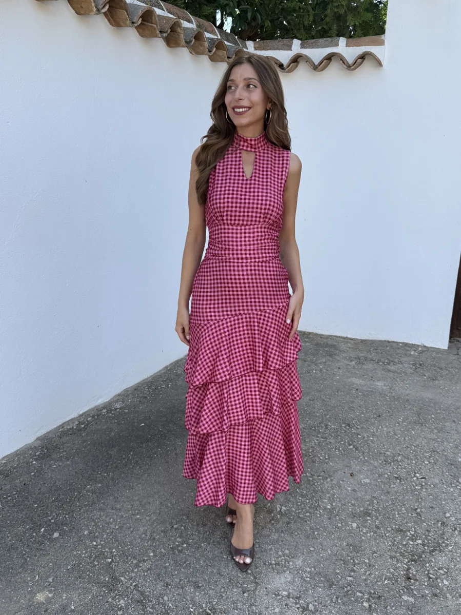 Vestido Cadaqués Vichy Rosa