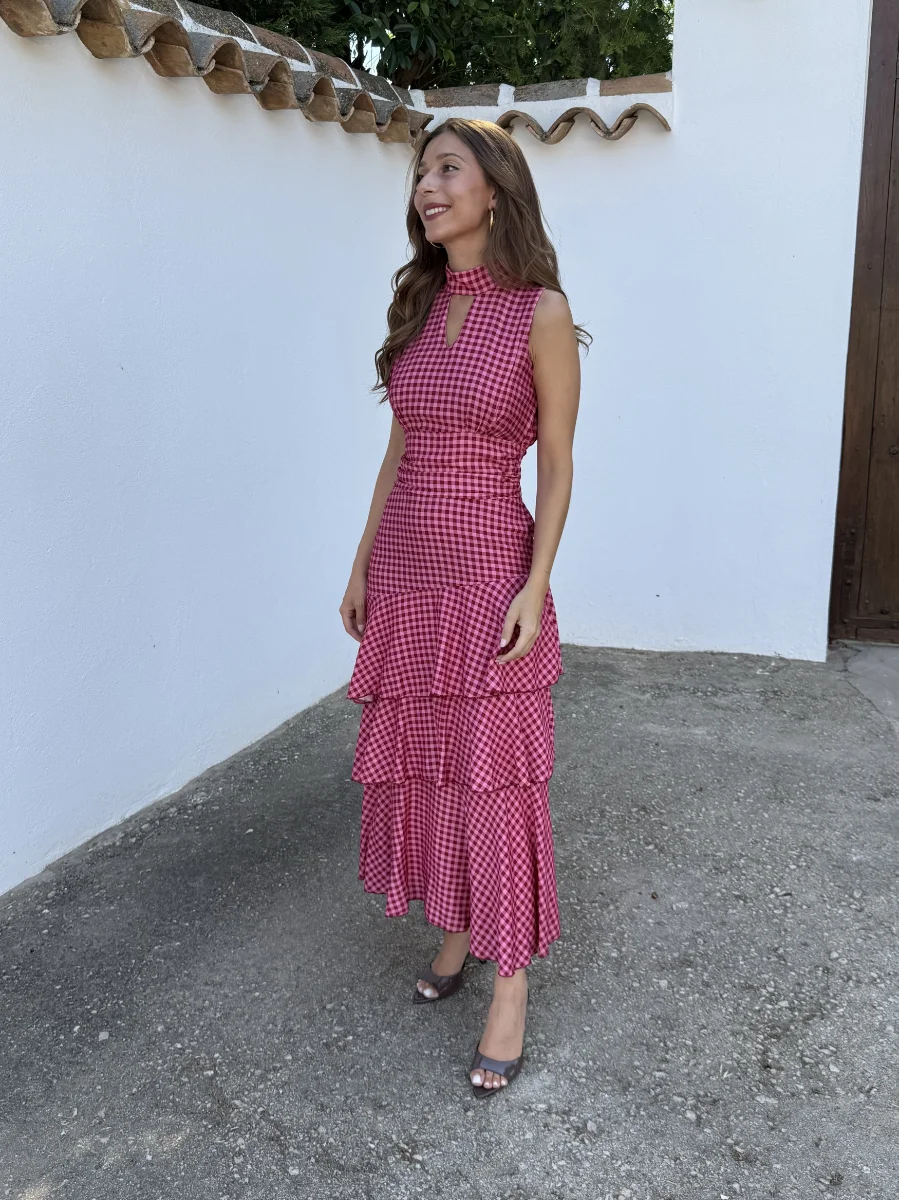 Vestido Cadaqués Vichy Rosa - Imagen 4