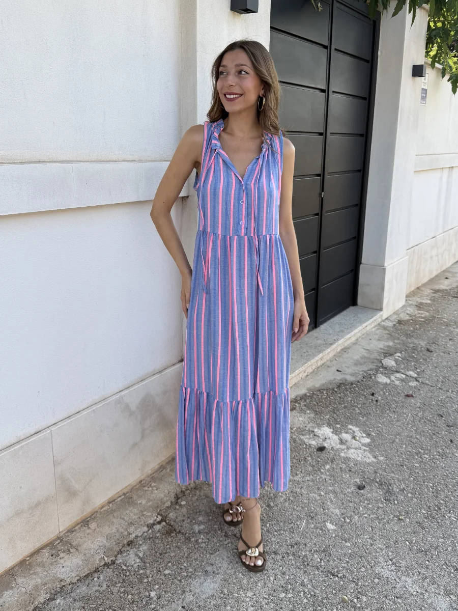 Vestido Karen Azul/Rosa