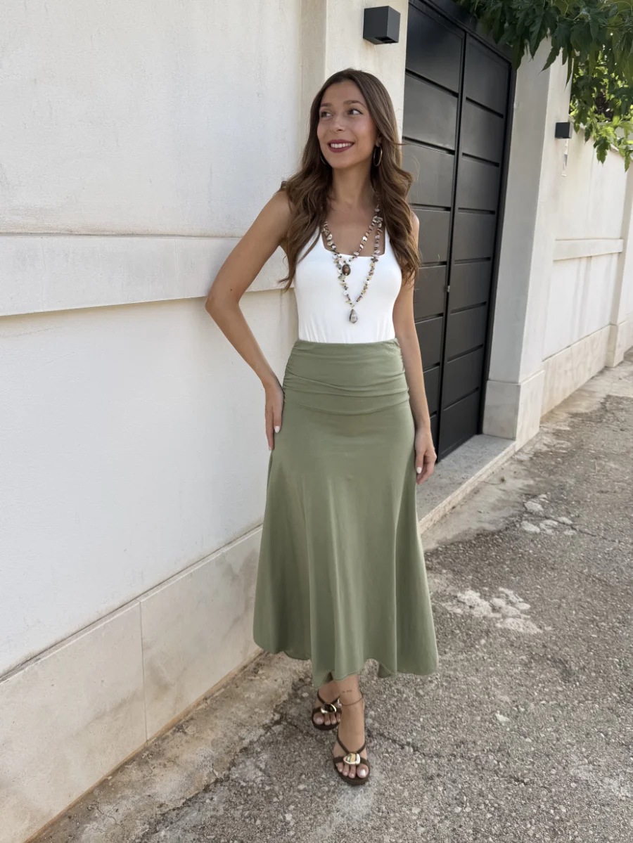 Falda Punto Florencia Verde Kaki