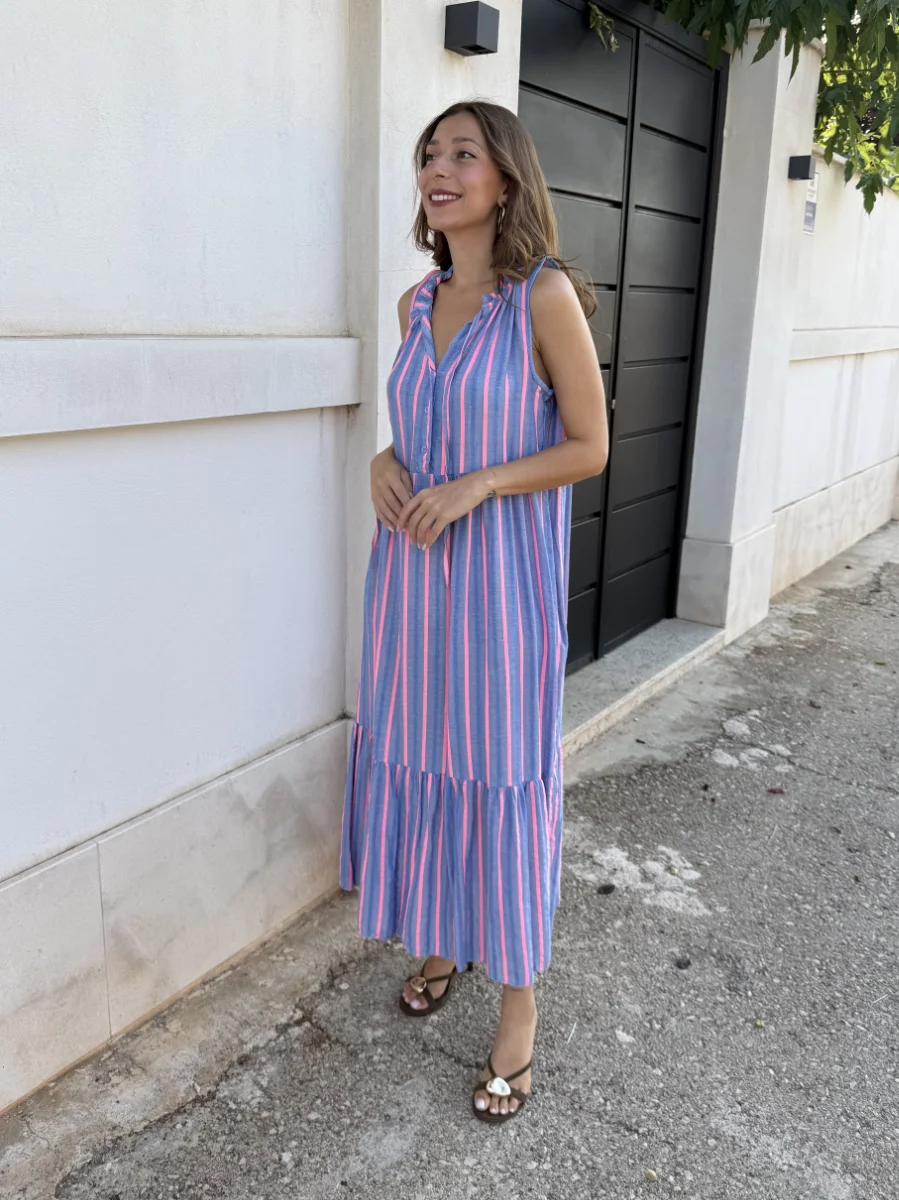 Vestido Karen Azul/Rosa - Imagen 2
