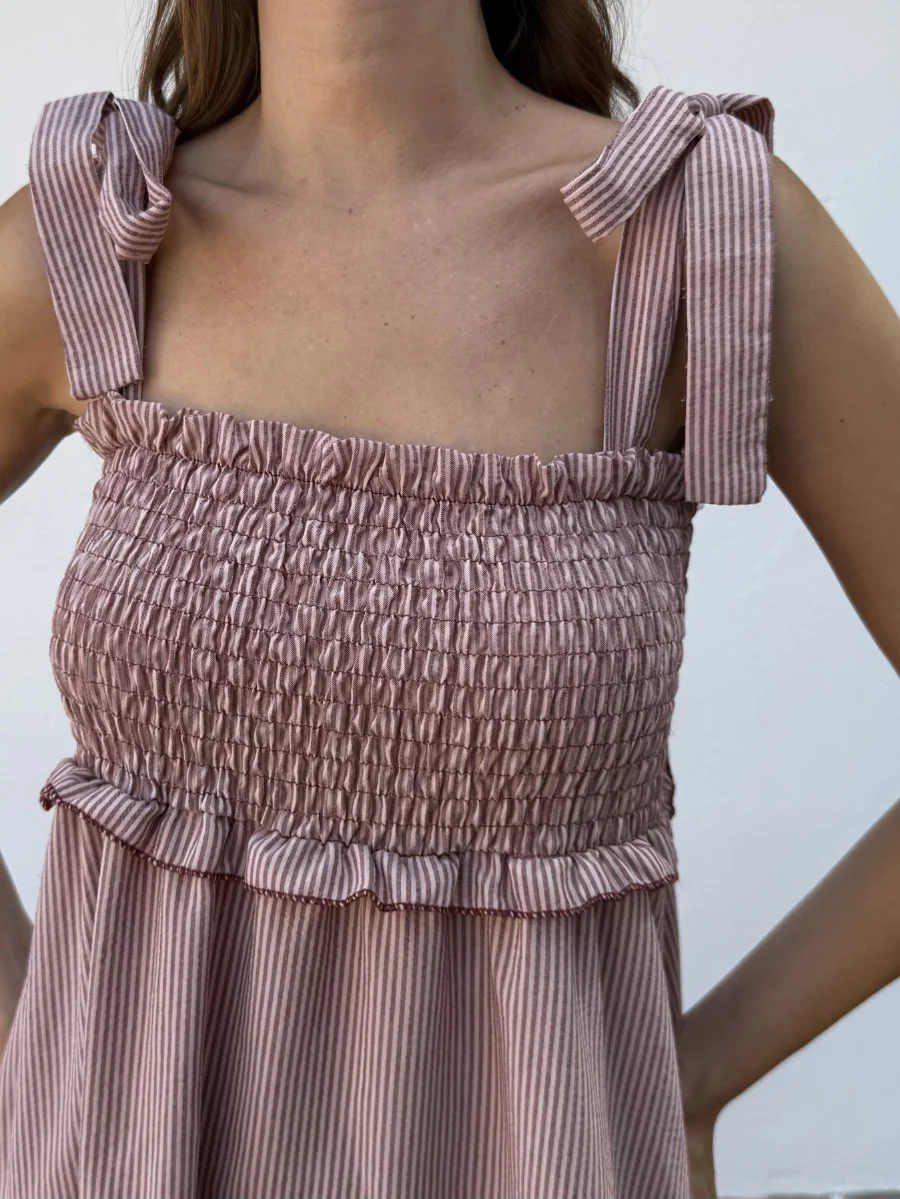 Vestido Lazos Rosa Empolvado - Imagen 2