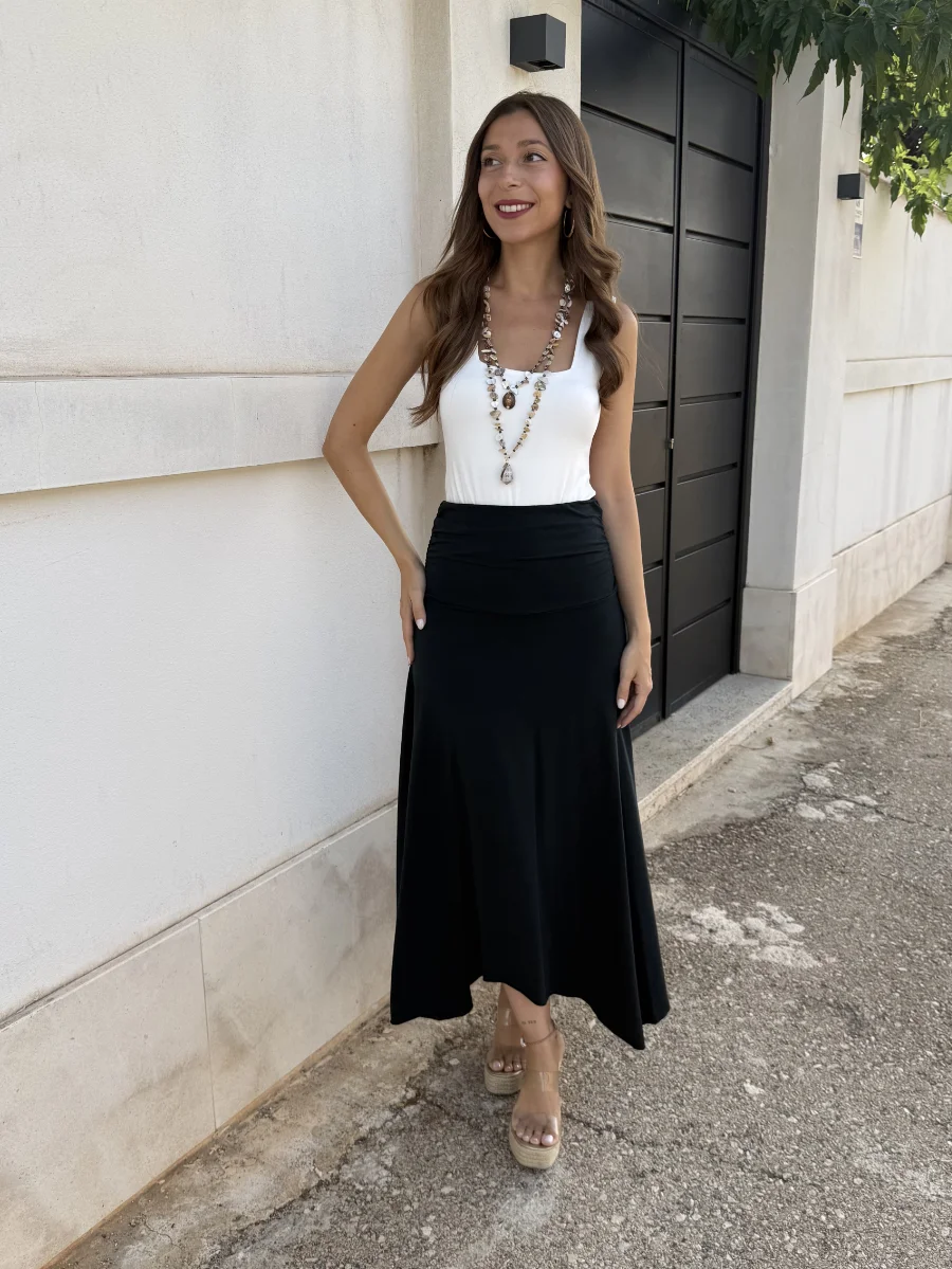 Falda Punto Florencia Negra