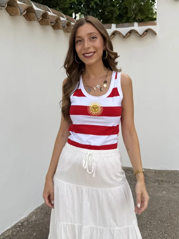 Camiseta Rayas Sol Rojo
