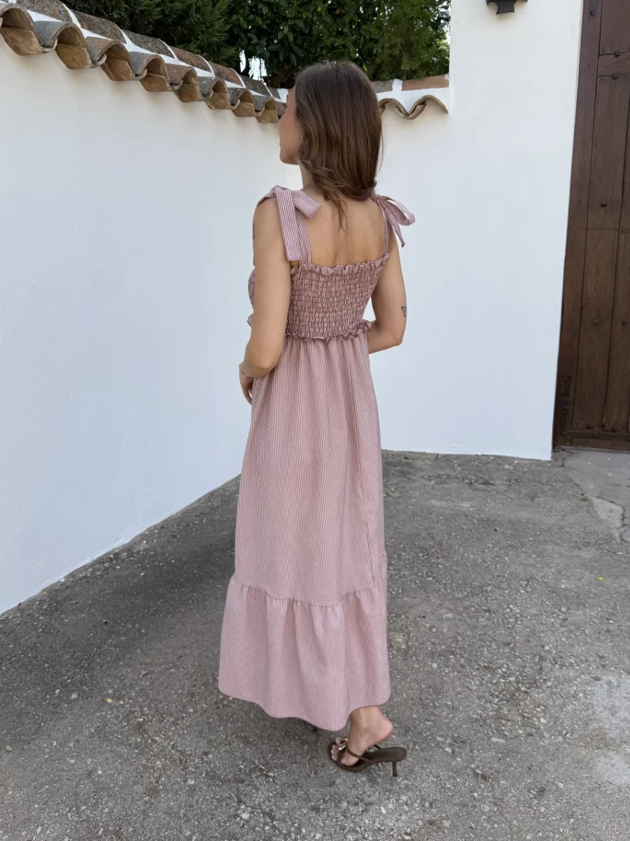 Vestido Lazos Rosa Empolvado - Imagen 3