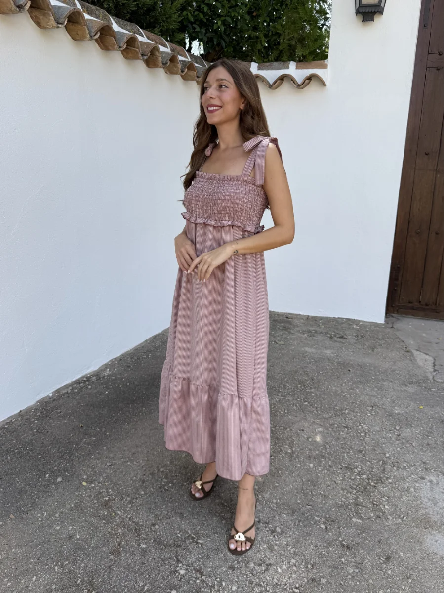 Vestido Lazos Rosa Empolvado - Imagen 4