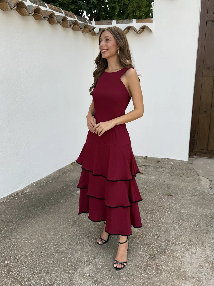 Vestido Bari Burdeos - Imagen 4