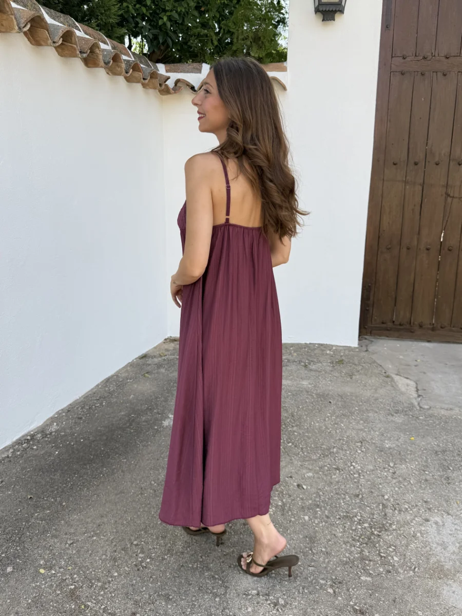 Vestido Tachuelas Burdeos - Imagen 3