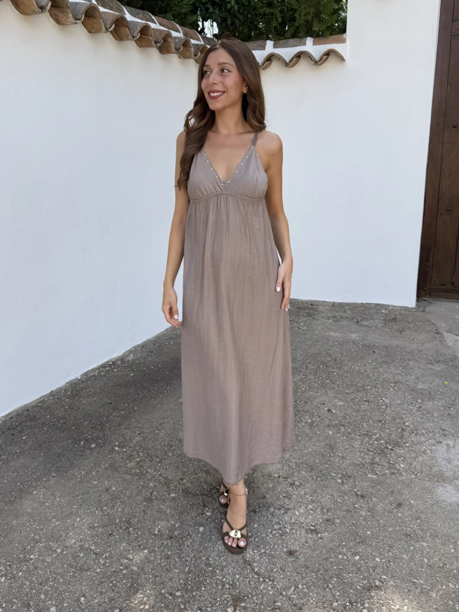Vestido Tachuelas Taupe - Imagen 4
