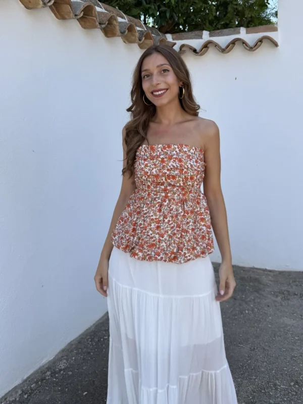Top Horus Flores Naranja