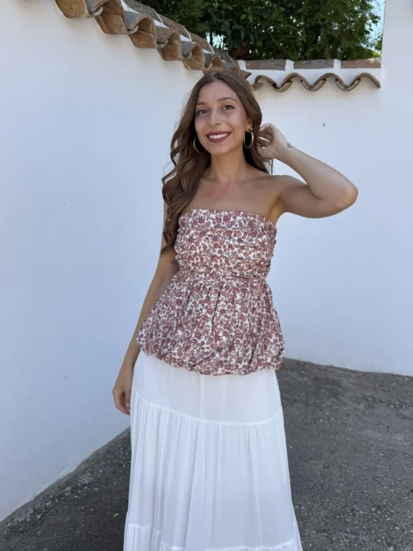 Top Horus Flores Rosa