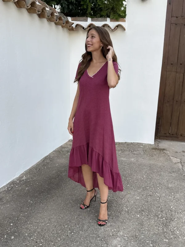 Vestido Asimétrico Vino