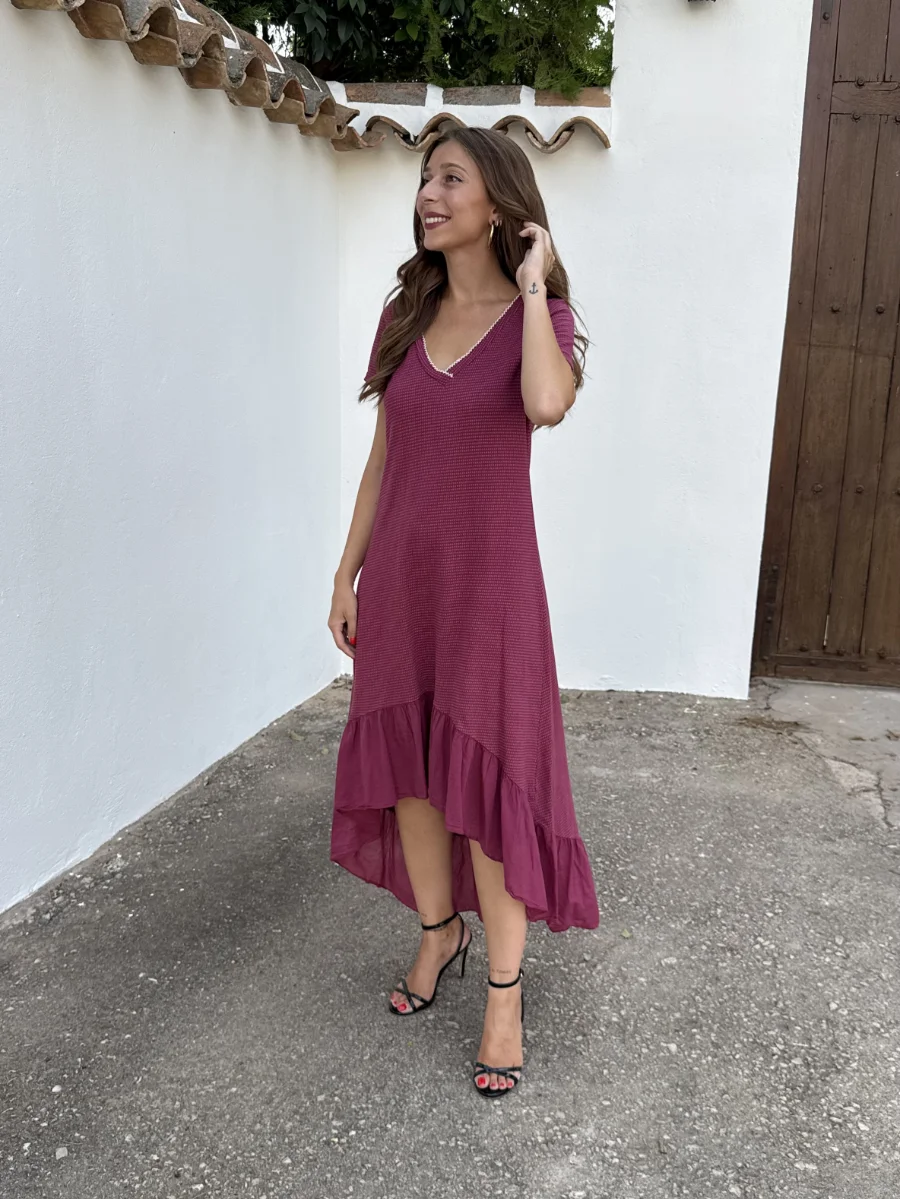 Vestido Asimétrico Vino