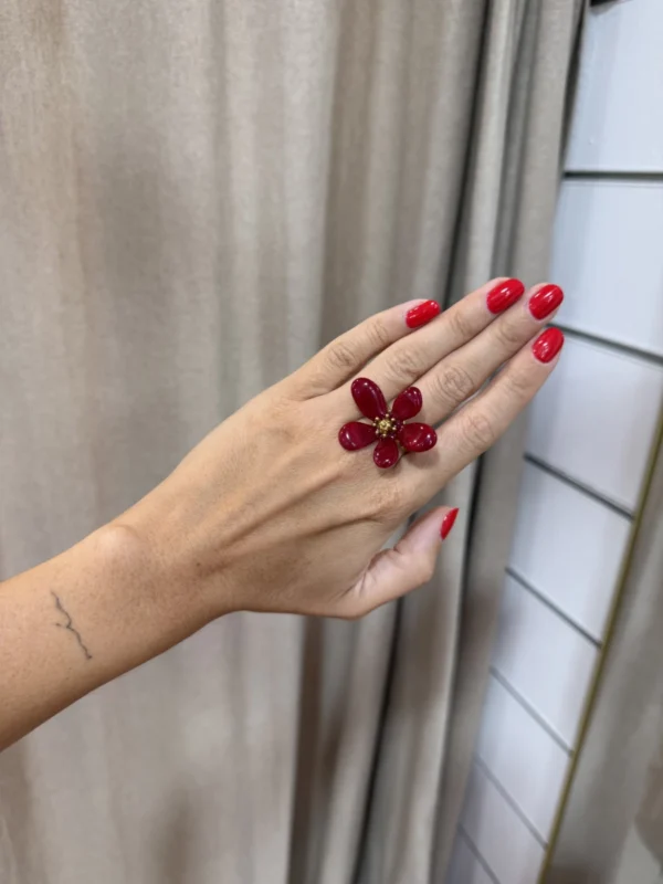 Anillo Flor Burdeos