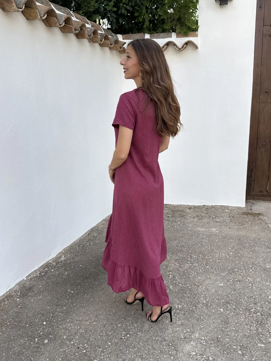 Vestido Asimétrico Vino - Imagen 4