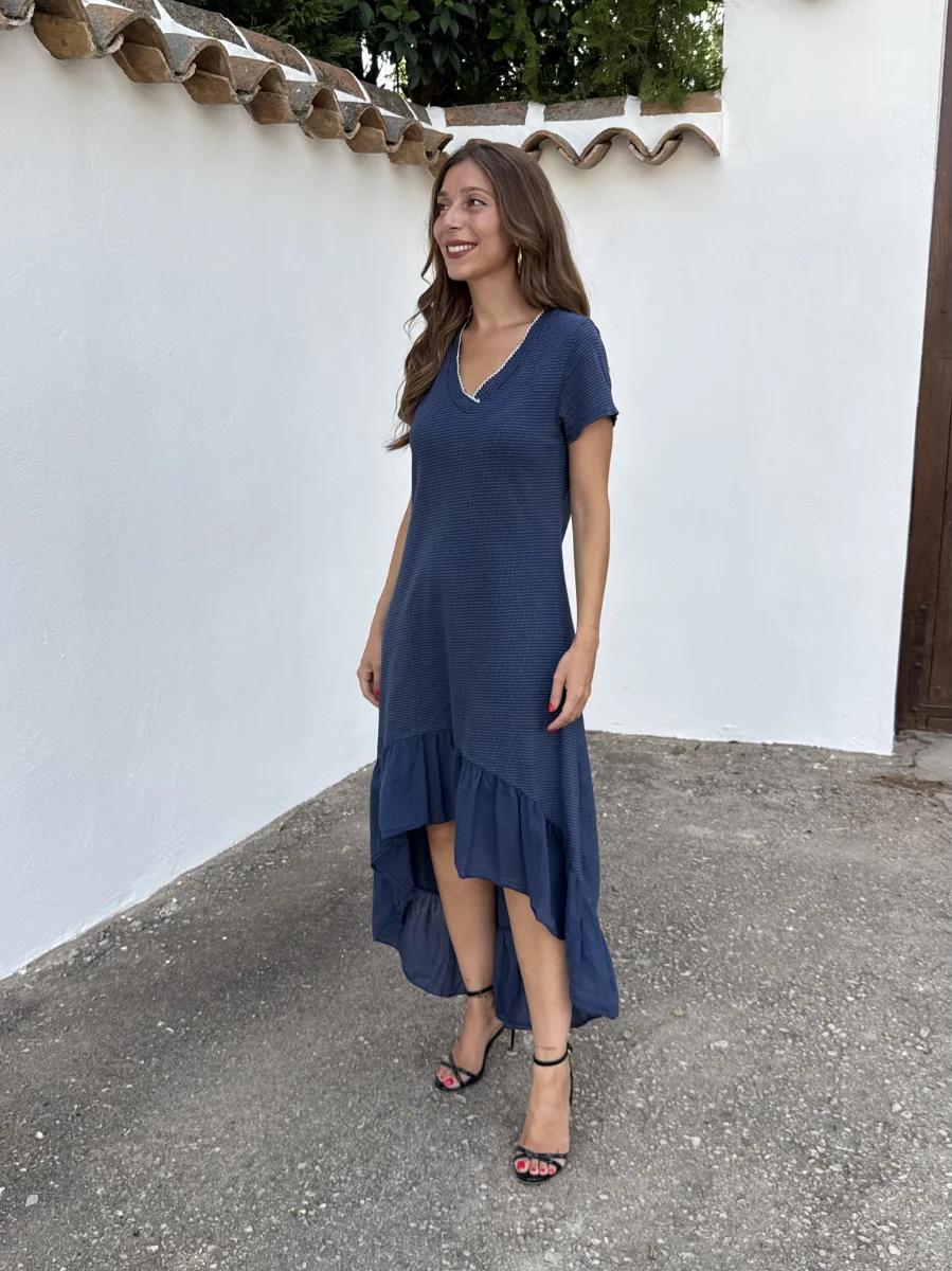 Vestido Asimétrico Azul Marino - Imagen 3