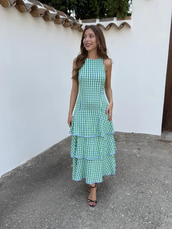 Vestido Vichy Flúor Verde