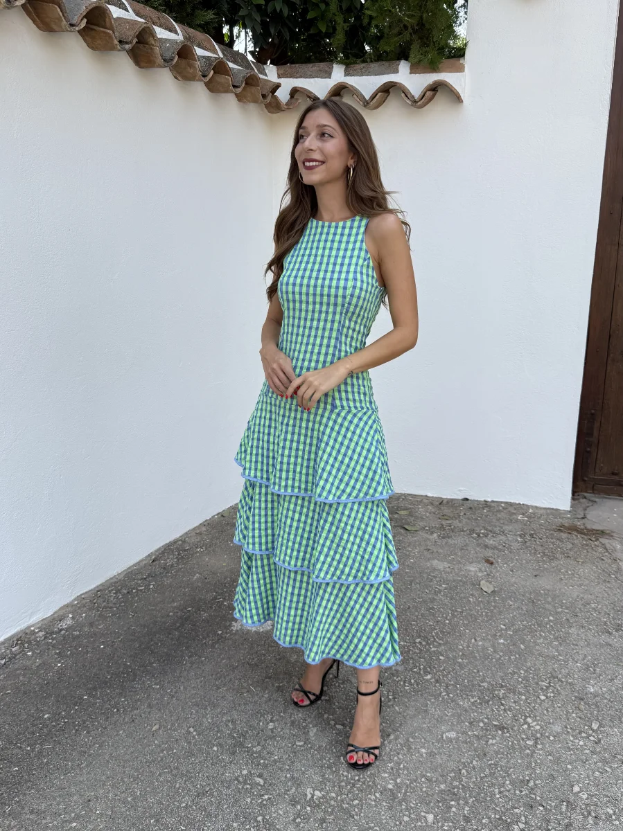 Vestido Vichy Flúor Verde - Imagen 4