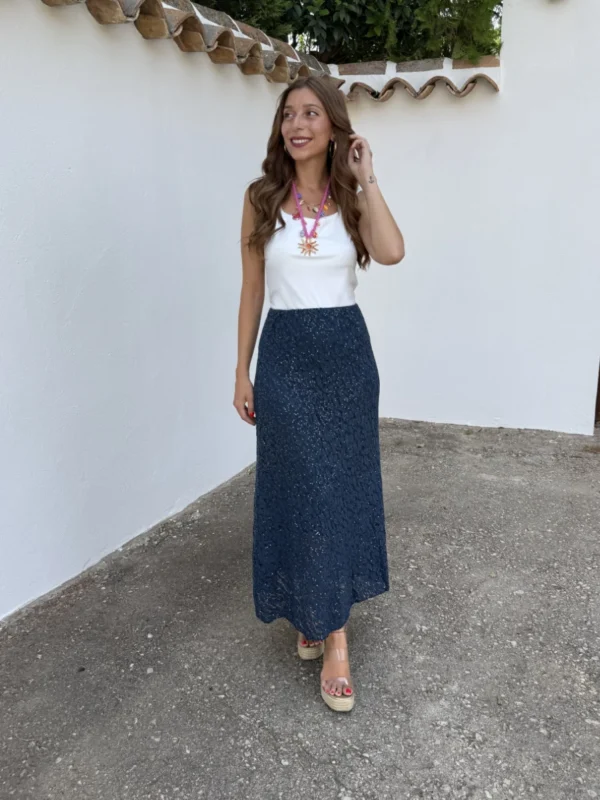 Falda Lentejuelas Azul Marino