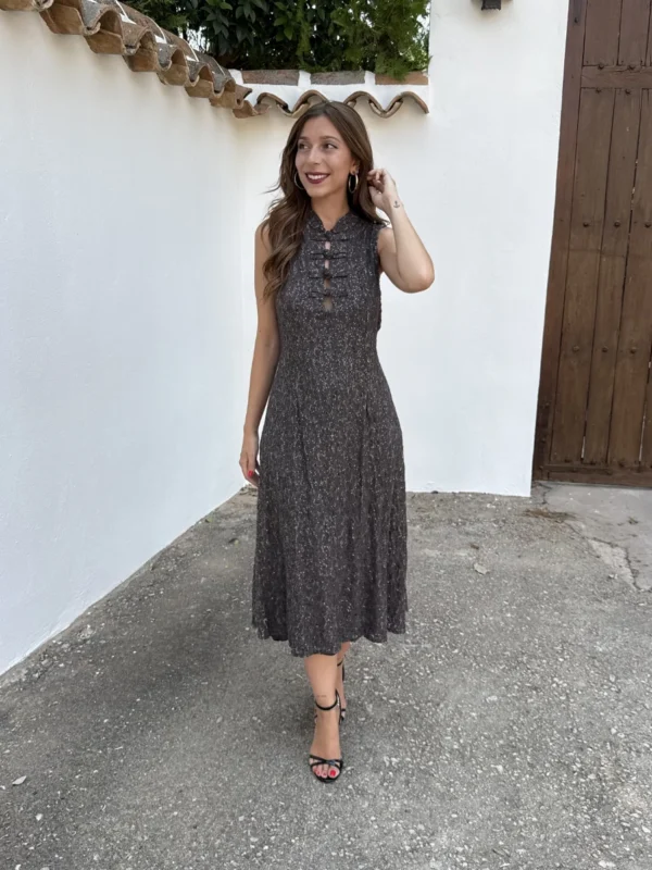 Vestido Sakura Brillo Marrón - Talla única