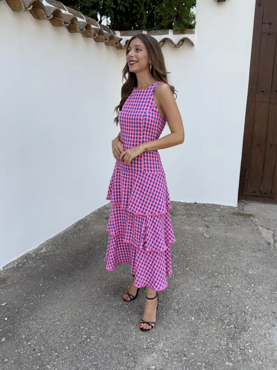 Vestido Vichy Flúor Rosa - Imagen 3