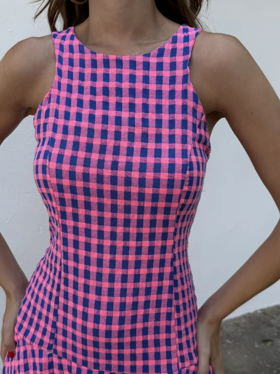 Vestido Vichy Flúor Rosa - Imagen 2