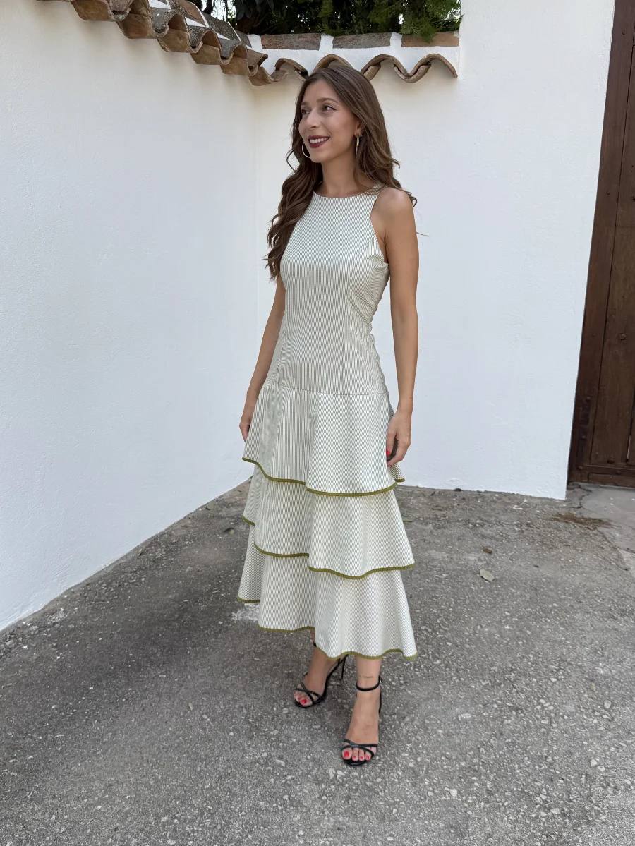 Vestido Volantes Rayas Verde - Imagen 4