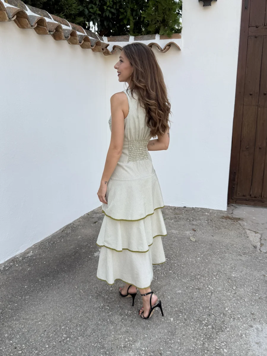 Vestido Volantes Rayas Verde - Imagen 3