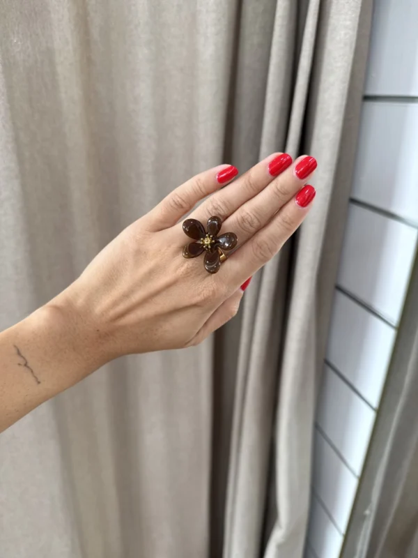 Anillo Flor Marrón
