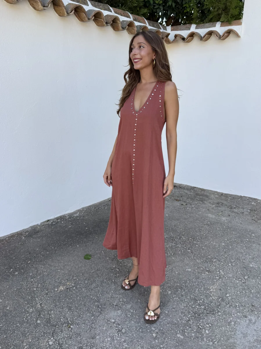 Vestido Tachas Teja - Imagen 4