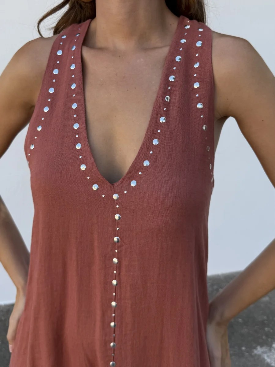 Vestido Tachas Teja - Imagen 2