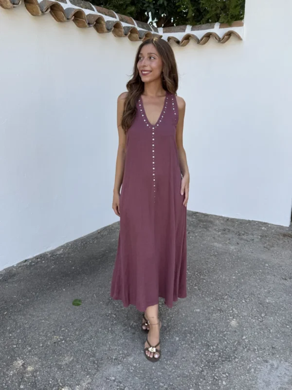 Vestido Tachas Morado