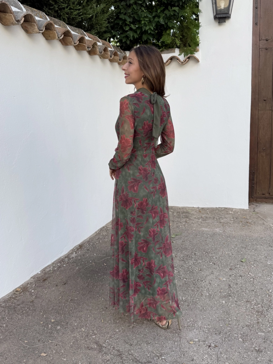 Vestido Ginebra Verde/Vino - Imagen 2