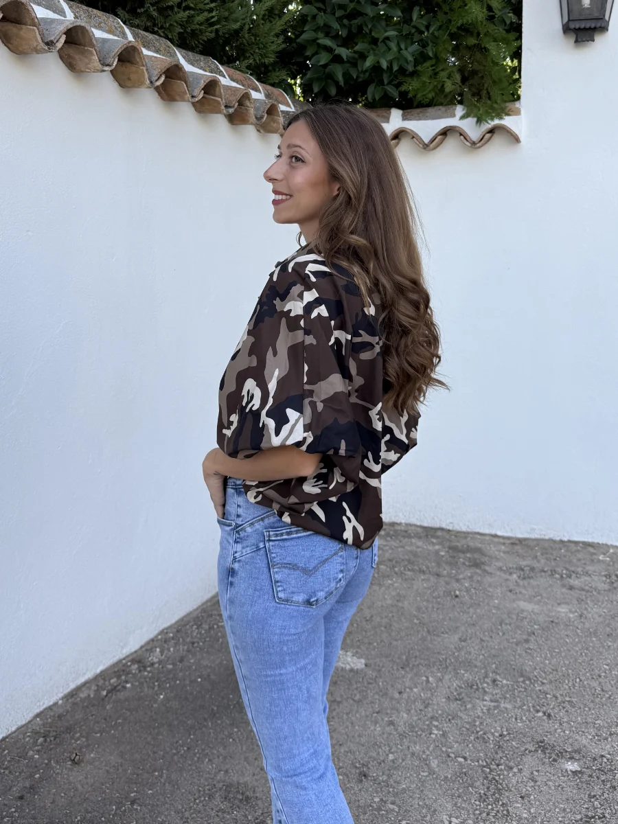 Camisa Camo Marrón Abullonada - Imagen 3