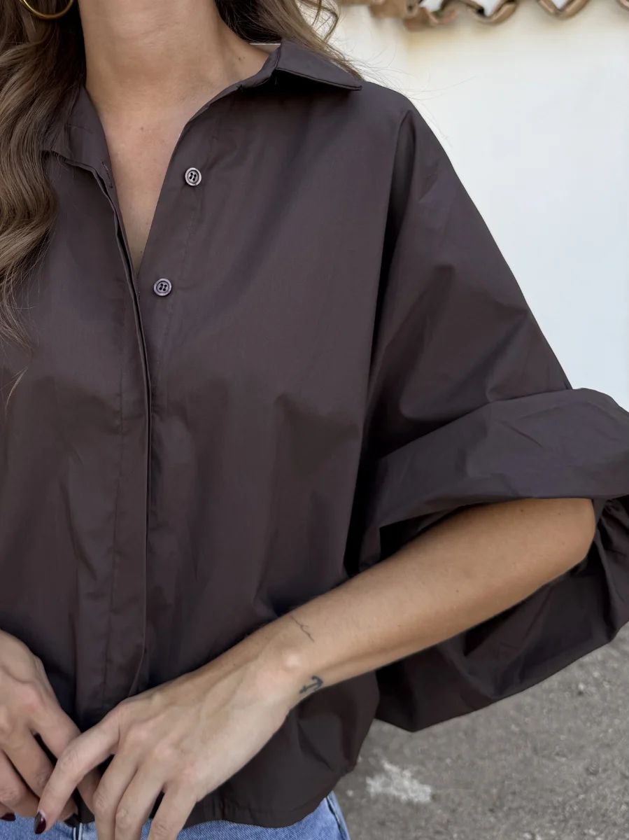 Camisa Marrón Abullonada - Imagen 2