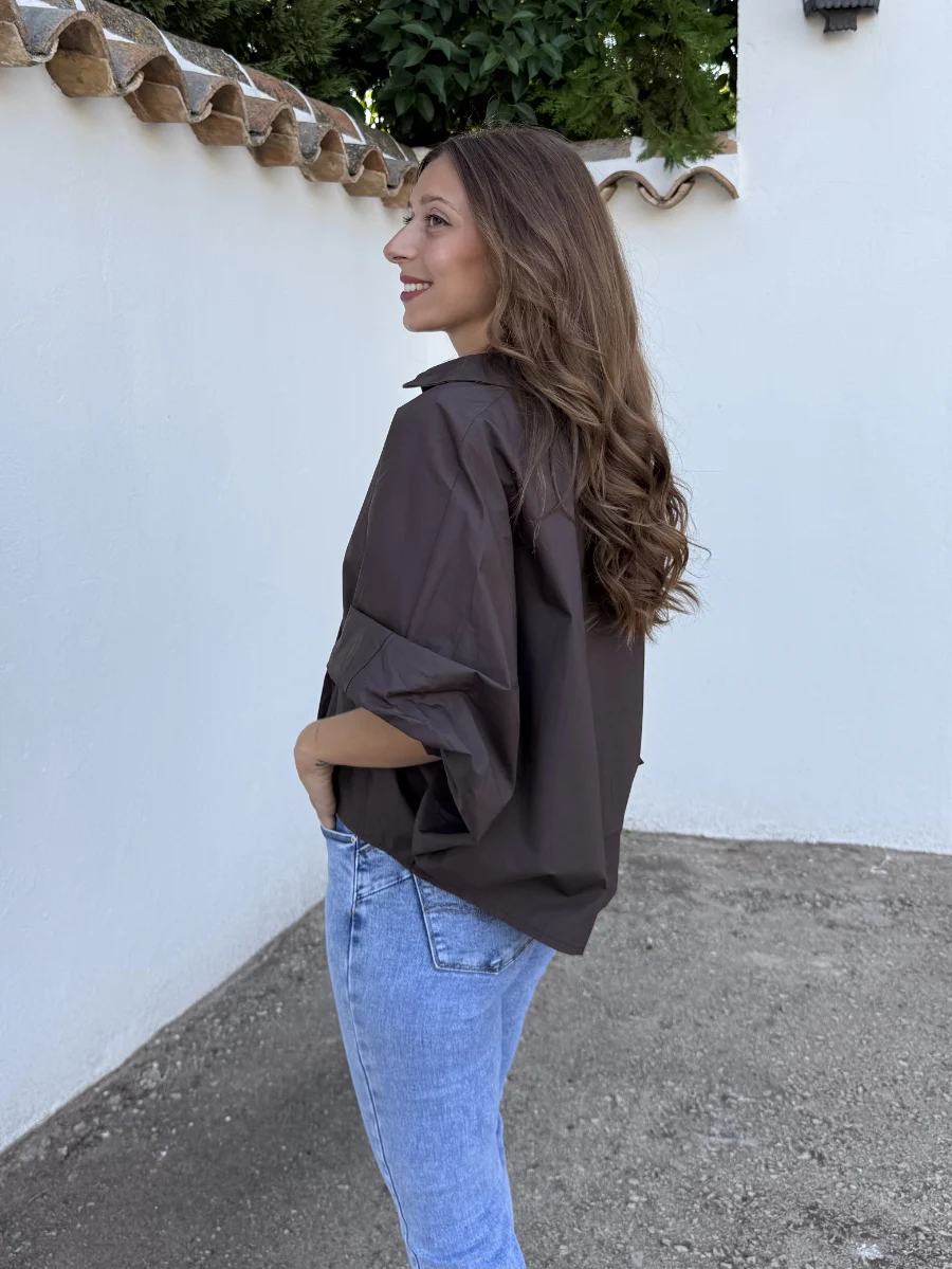 Camisa Marrón Abullonada - Imagen 3