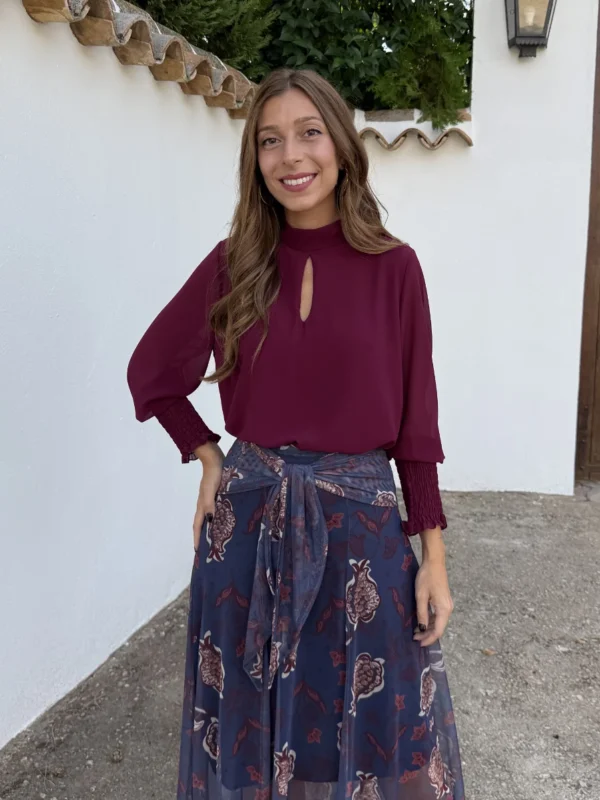 Blusa Gasa Burdeos