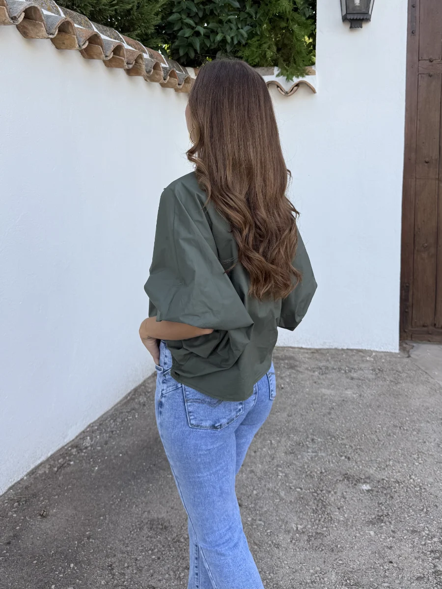 Camisa Verde Kaki Abullonada - Imagen 3
