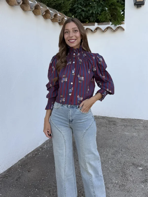 Camisa Amelie Rayas Azul Marino