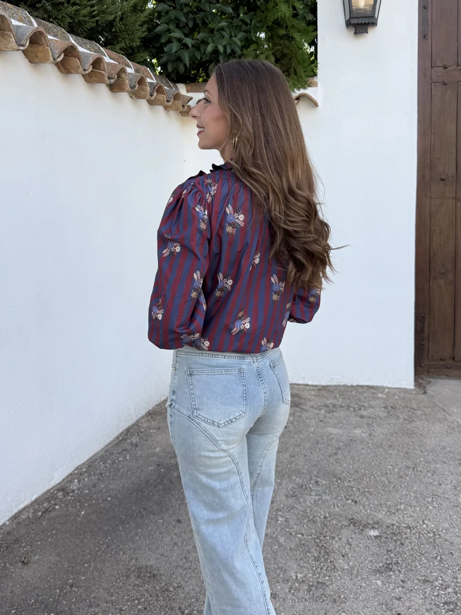 Camisa Amelie Rayas Azul Marino - Imagen 3