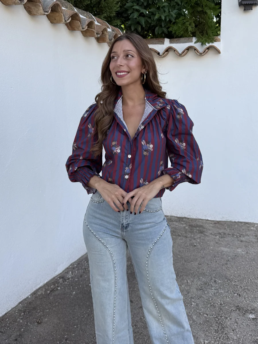 Camisa Amelie Rayas Azul Marino - Imagen 4