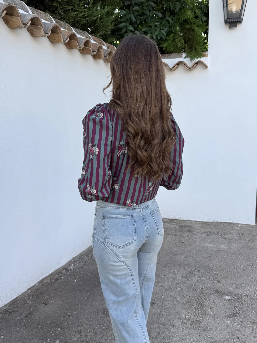 Camisa Amelie Rayas Aguamarina - Imagen 3