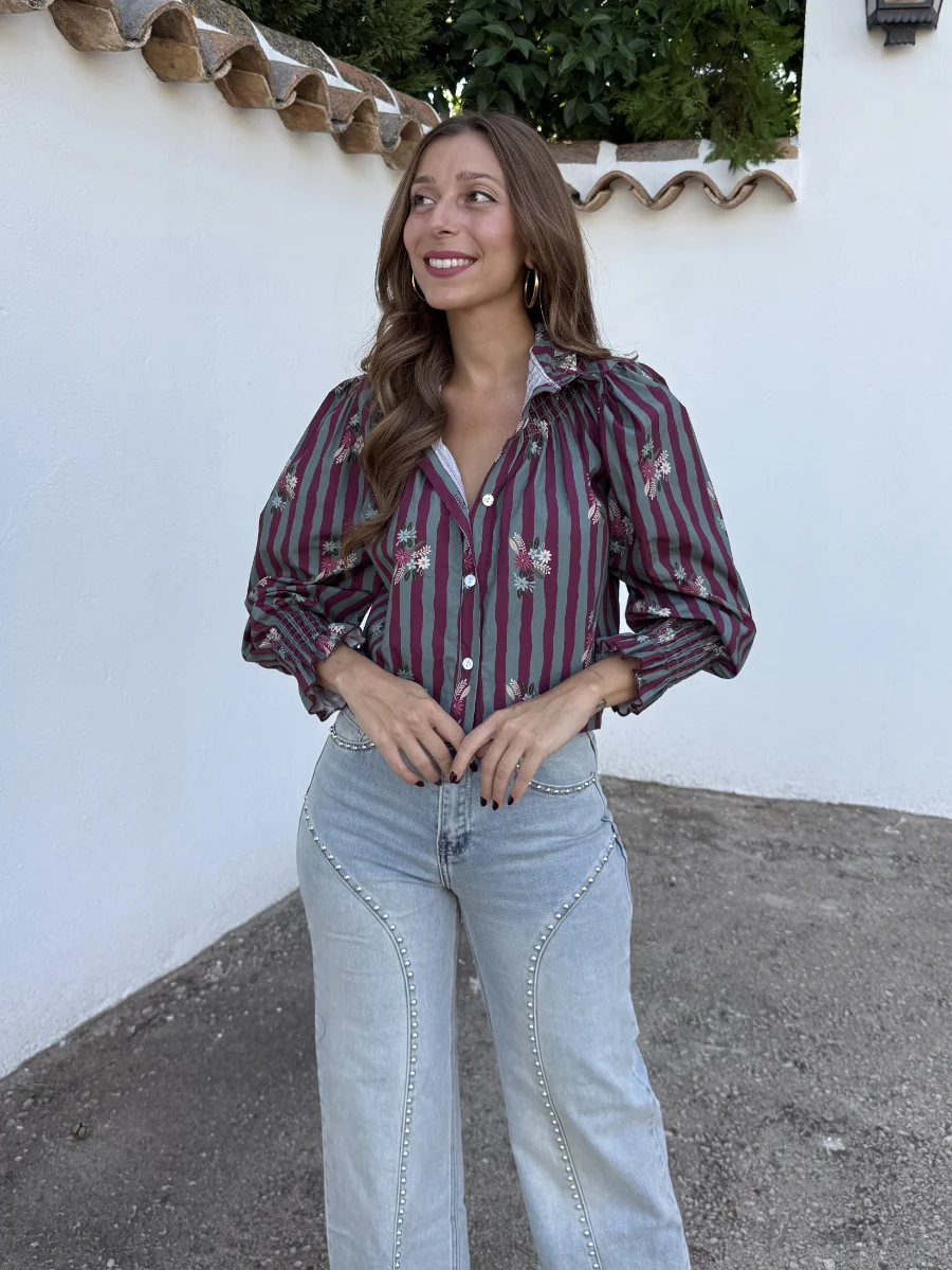 Camisa Amelie Rayas Aguamarina - Imagen 4