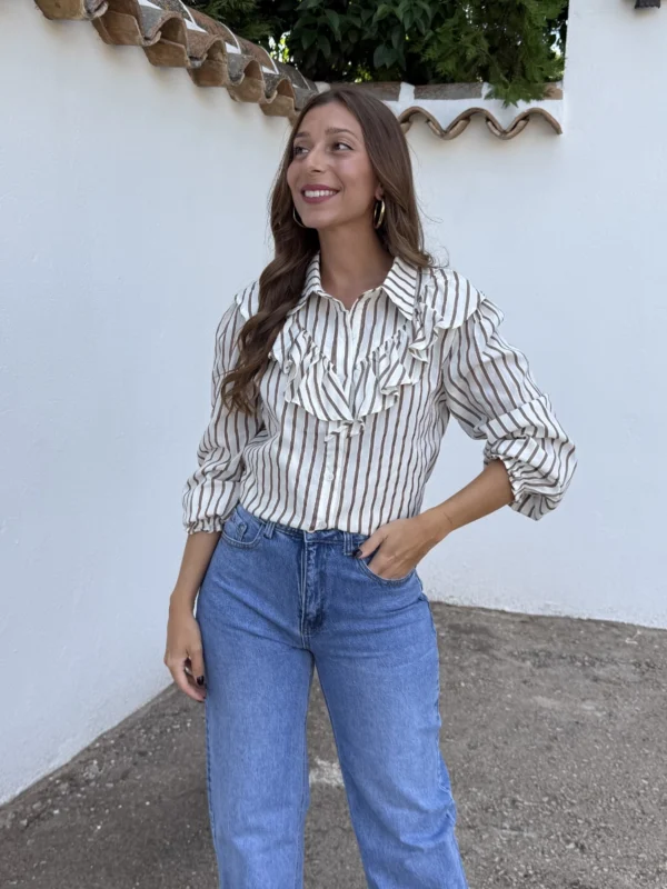 Camisa Ana Volantes Camel