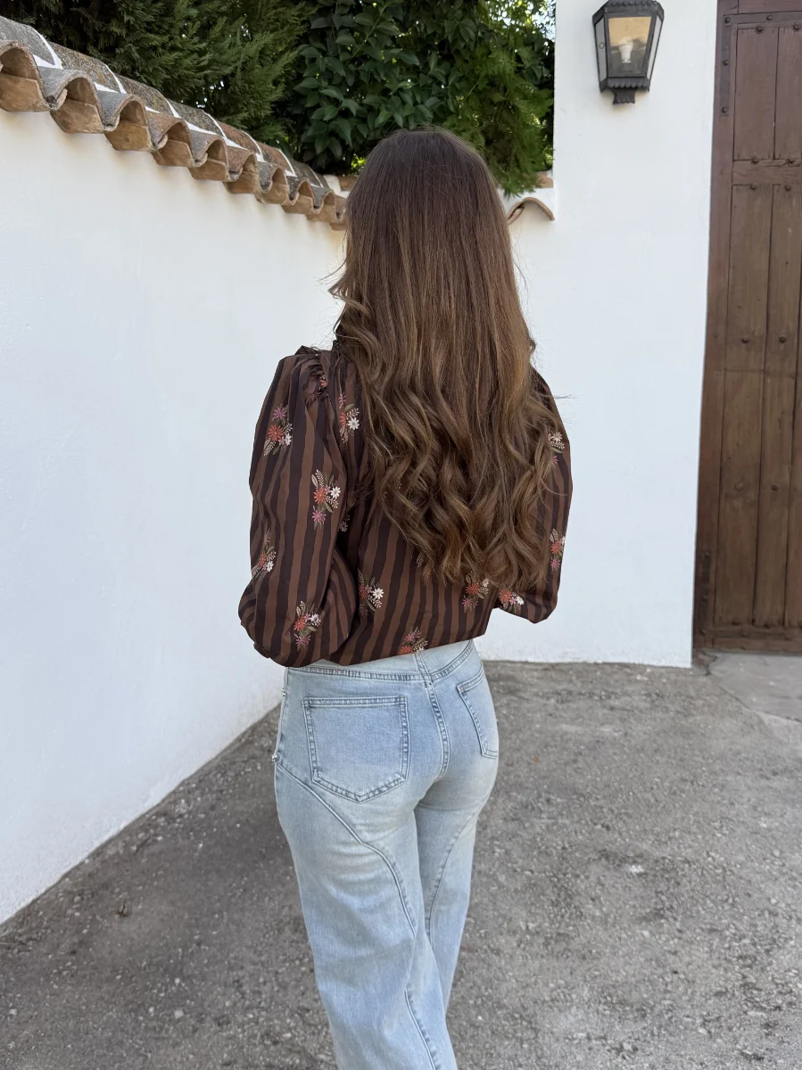 Camisa Amelie Rayas Marrón - Imagen 3
