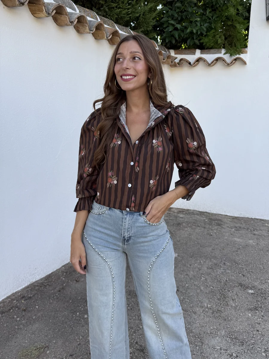 Camisa Amelie Rayas Marrón - Imagen 4