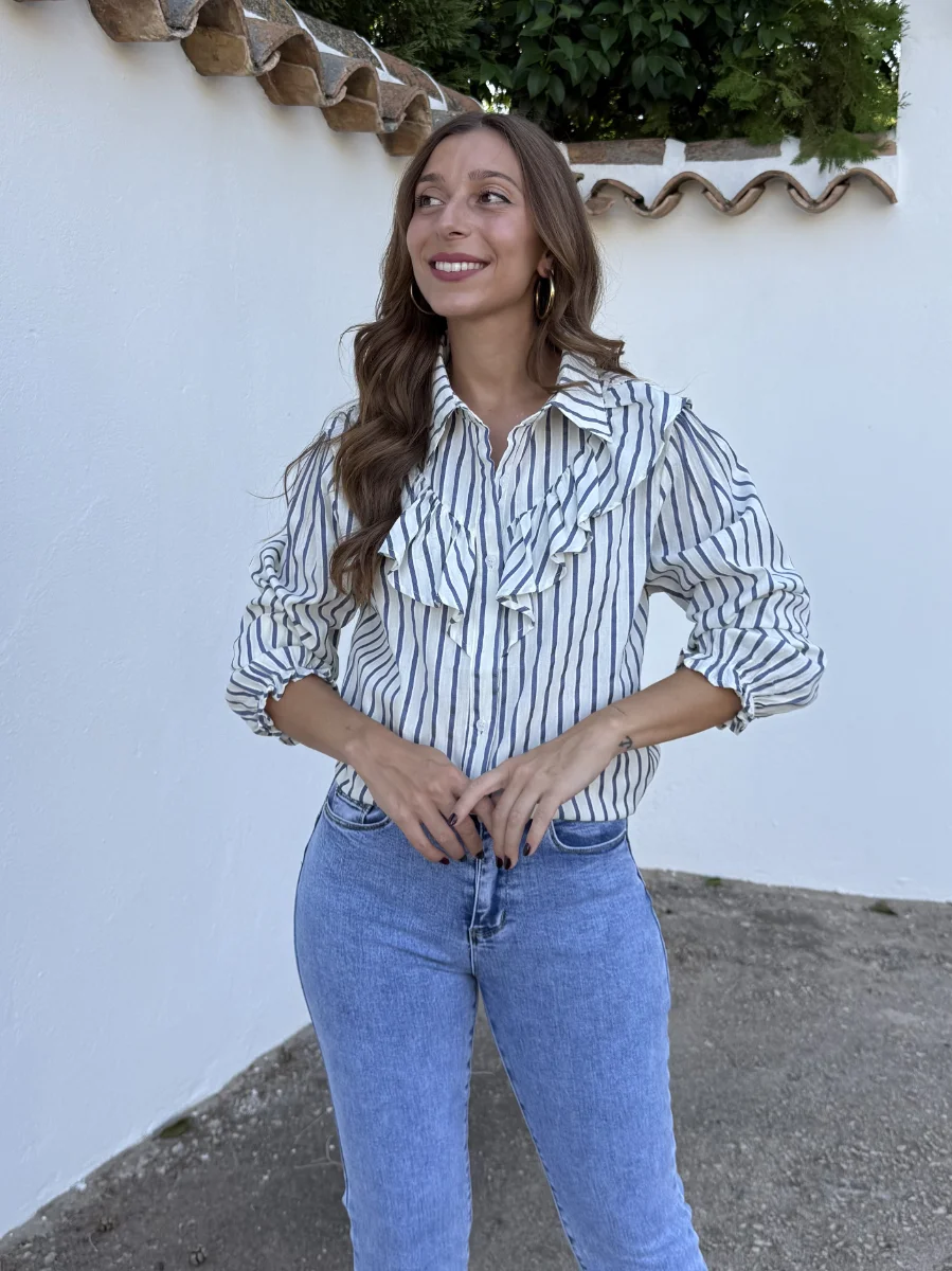 Camisa Ana Volantes Azul - Imagen 3